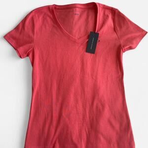 TOMMY HILFIGER Women's T-Shirt M V-Neck Casual Red